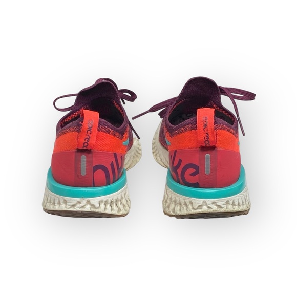 Nike ✔︎ Epic React Flyknit Running Shoes Sneakers ✔︎ Bordeaux Hyper Jade ✔︎ 7.5M - Picture 4 of 16